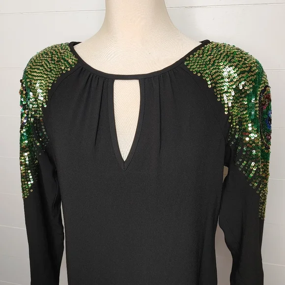 Trina Turk peacock sequin mini dress size 6 - Picture 3 of 15